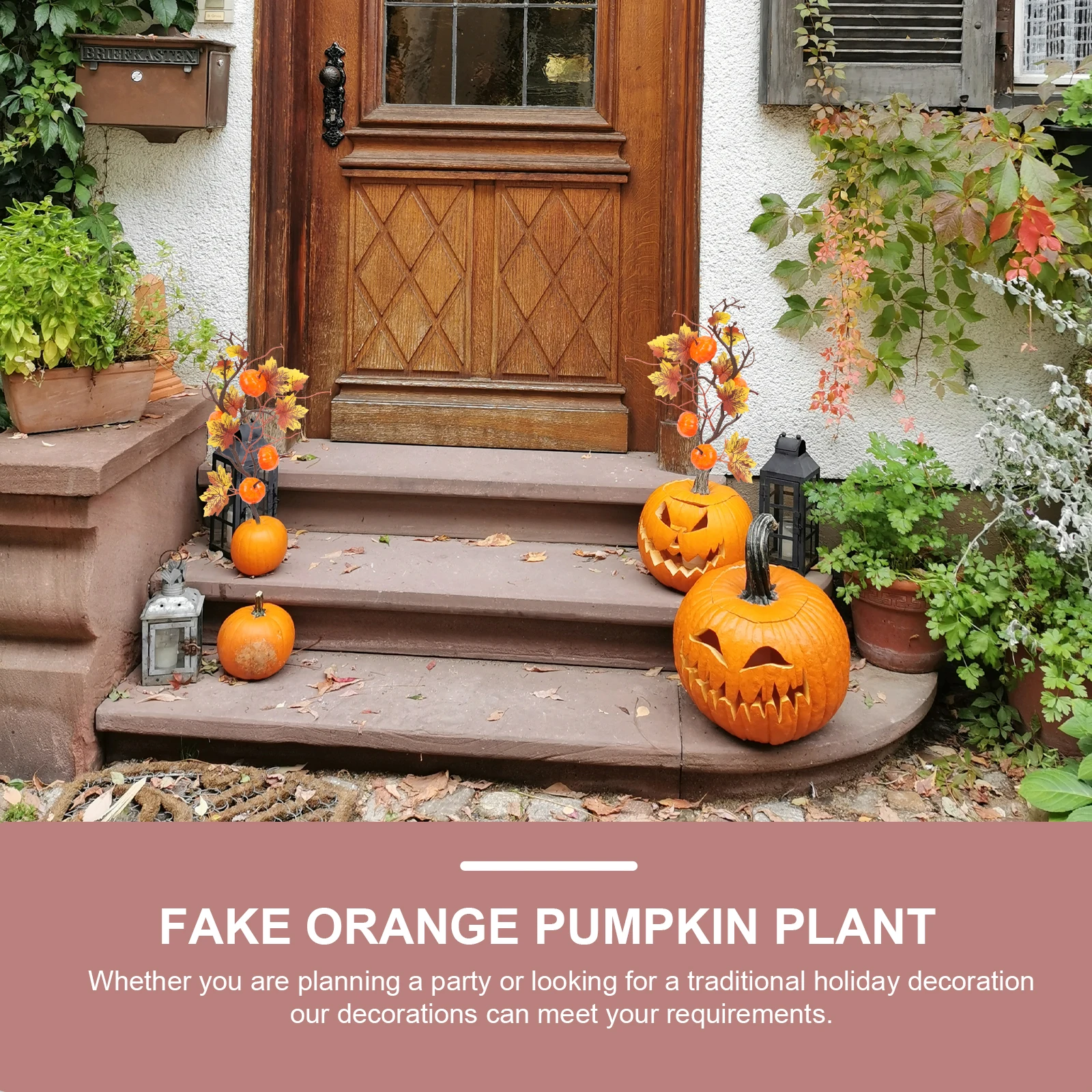 

Artificial Pumpkin Maple Leaves Branch Thanksgiving Holiday Decoration Halloween Photo Props Household Decor Photo Props