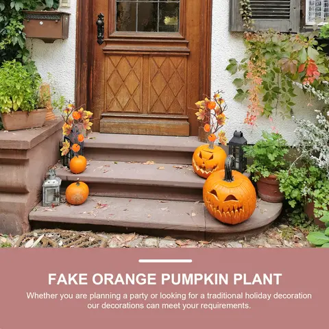 Artificial Pumpkin Maple Plant Thanksgiving Ornament Exquisite Stems Natural Colors Joyful Atmosphere Simulated Maple Bouquet