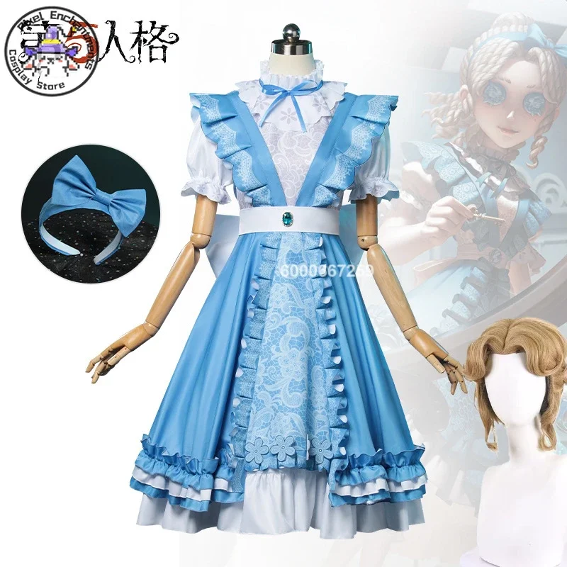 

Game IdentityⅤ Reporter Alice Derose Cosplay Costume Halloween Carnival Sweet Light Blue Lolita Dress Accessory ComicCon Uniform