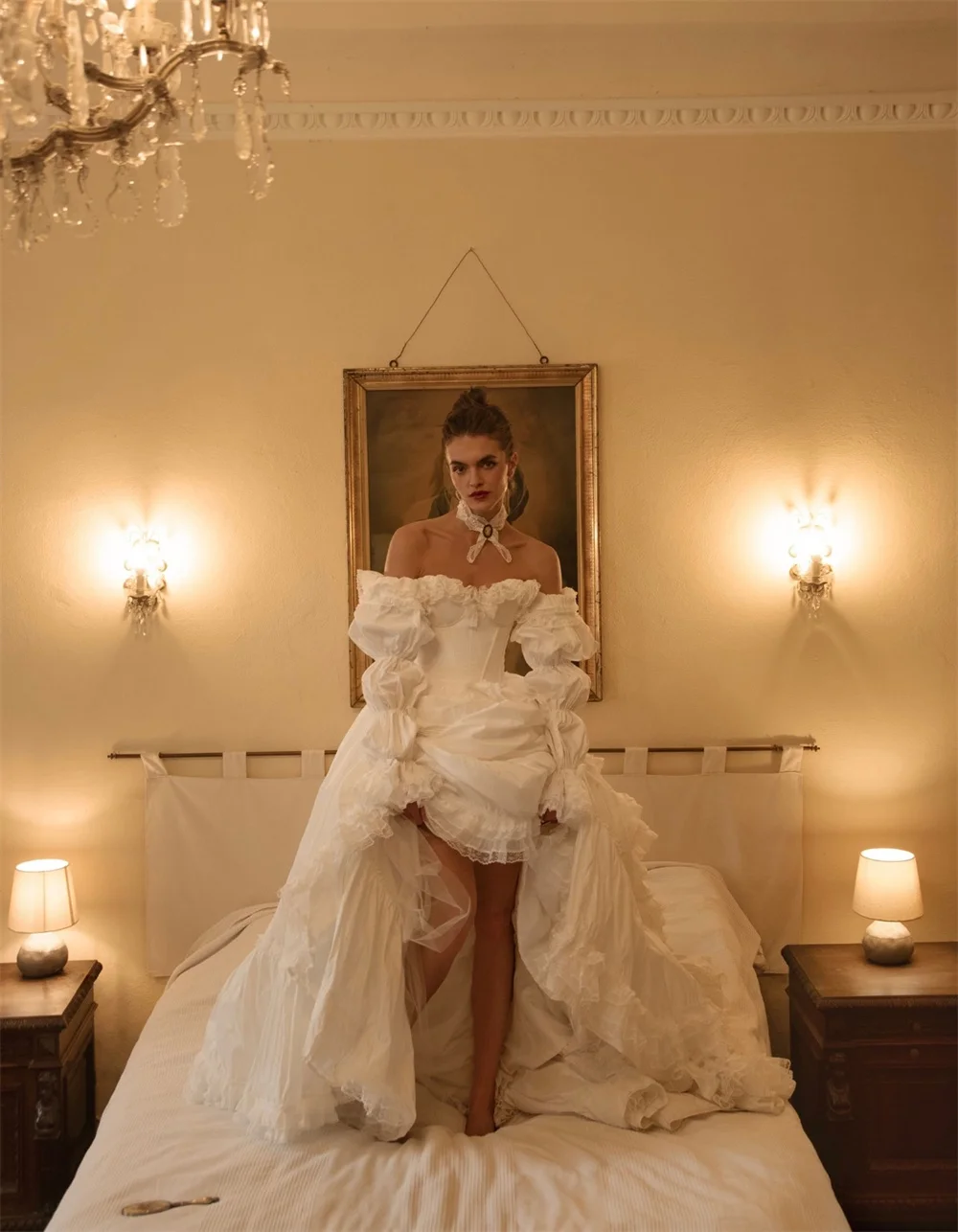 Tokyo White Off the Shoulder Customized Wedding Party Detachable Sleeves Zip Back Bridal Gown Chic A-Line Wedding Gowns 2026 image 5
