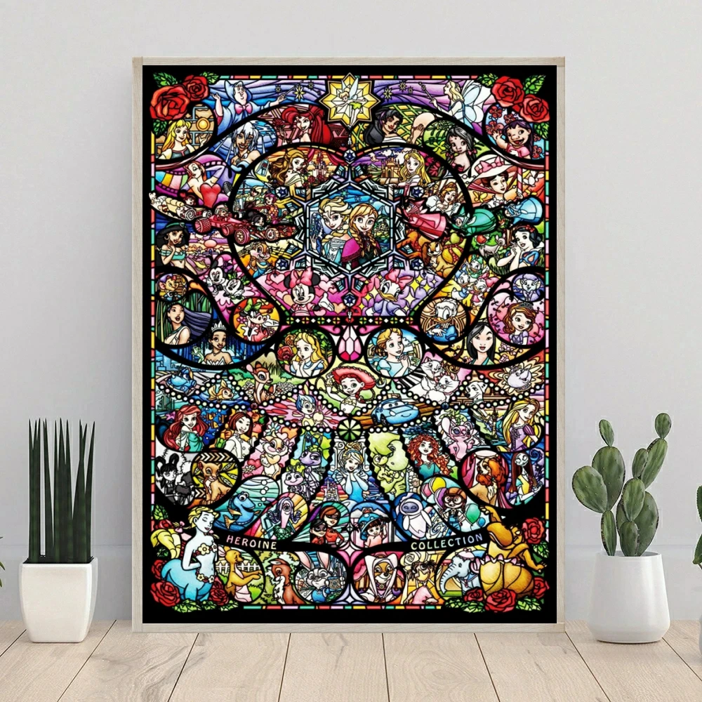 Stained Glass Disney Fairy Dust Diamond Painting Mosaic Cartoon Princess Embroidery Cross Stitch Home Decor Children\'s Gifts