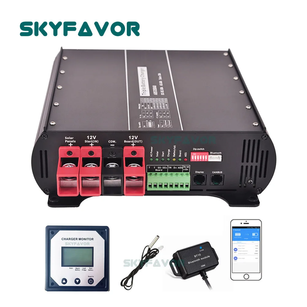 Multi Function 12 Volt Battery Charger 12V 60A DC to DC Battery Charger 12V 40A AC to DC and 30A Solar Mppt Charger for RV Yacht