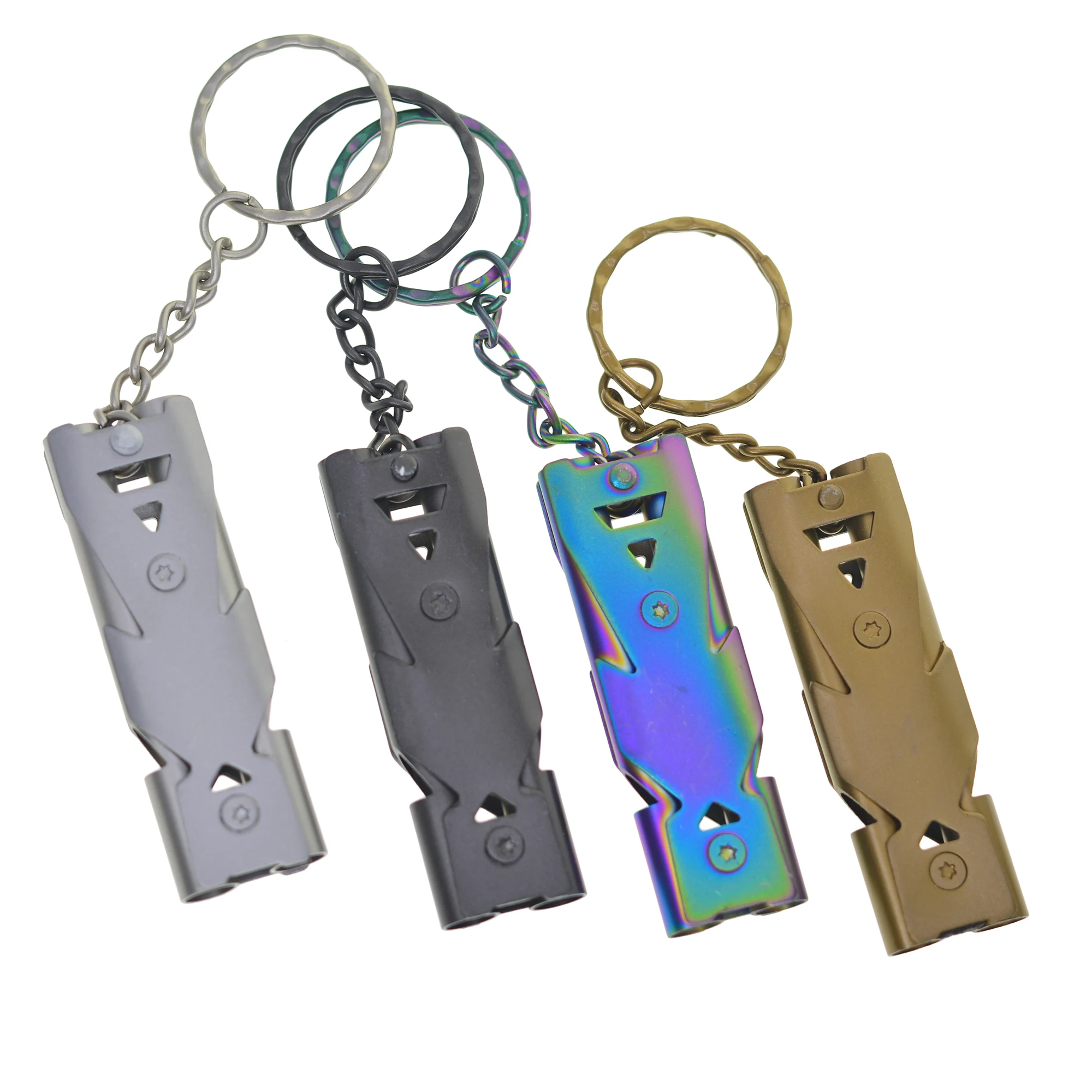 Aliminum Emergency Whistle Keychain Lanyard-Double Tube Survival Whistle Loud Sound A Perfect Loud Whistle