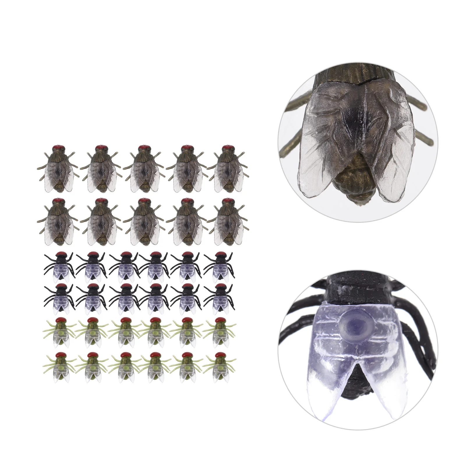 60 Pcs Fly Model Realistic Plastic Blowfly Fake Party Props Toy Small Spoof Toys Prank Pvc Child Flying