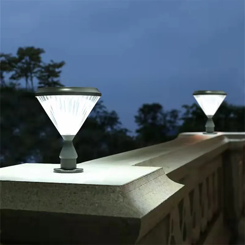 TEMOU Solar Post Lamp Modern Creative Outdoor Gate Lighting Waterproof LED for Courtyard Garden Balcony Porch Decor