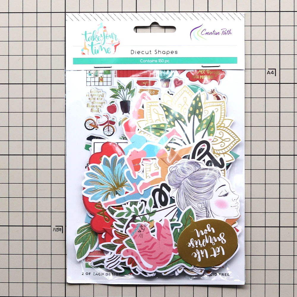 Creative Path 150 pièces de découpe pour scrapbooking, thèmes Plantes, Yoga, Inspiration, en papier et éphémères, pour la création de cartes et le journaling