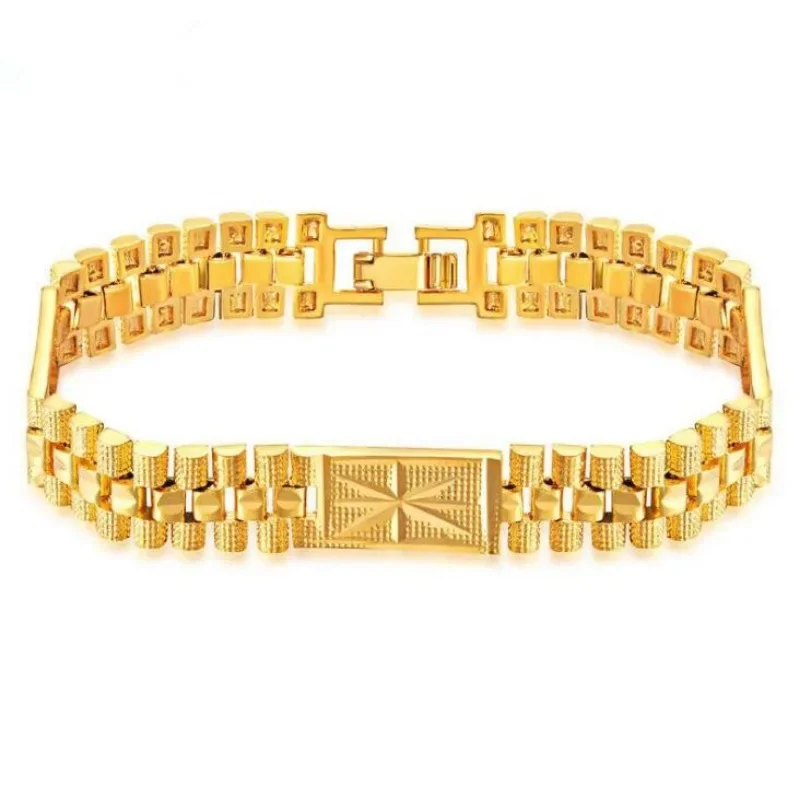 New Fashion Classic 18k Gold Plated Bracelet Gold Color Bracelet Adjustable Punk Rock Men's Party Festival Gift Accessories