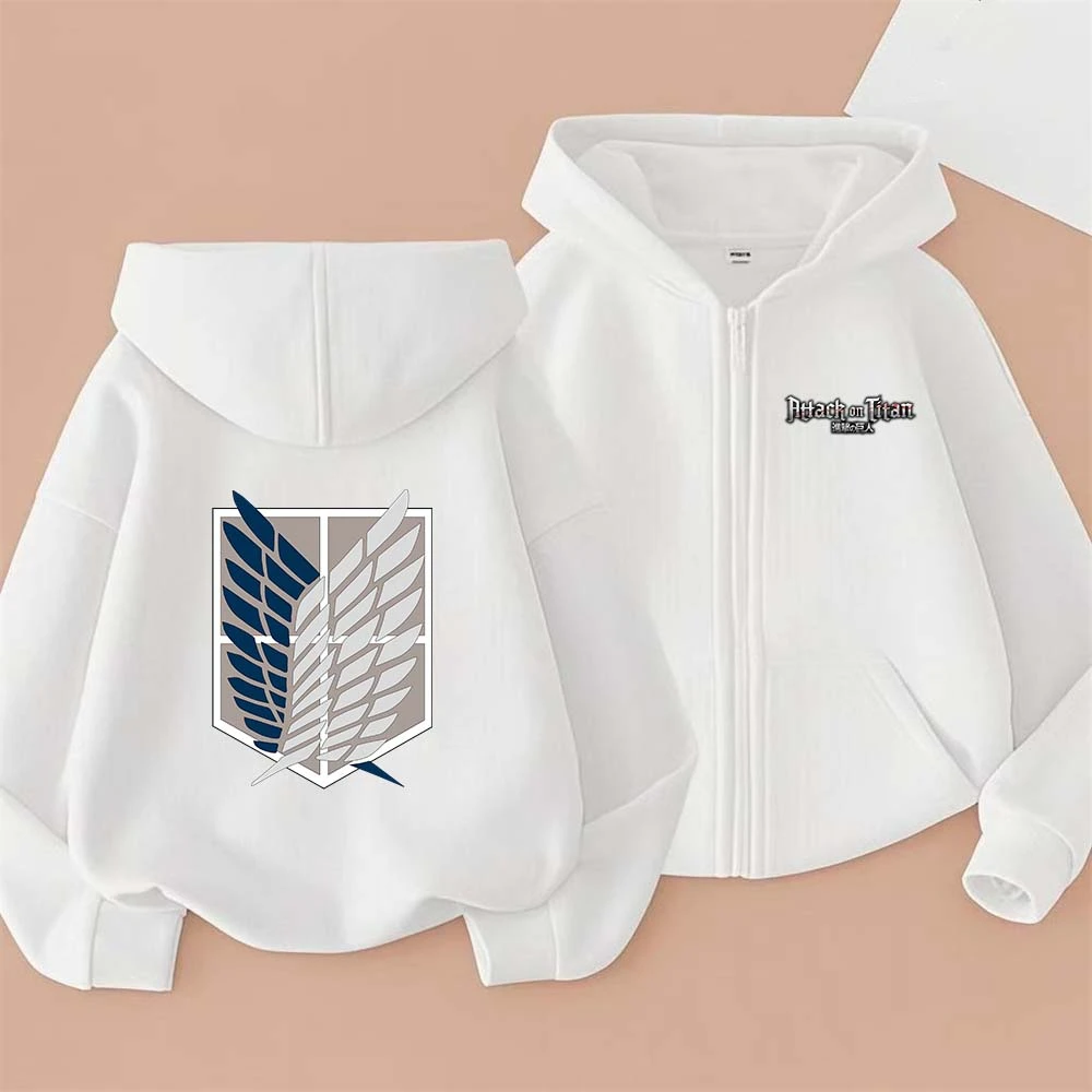 Attack On Titan Kids Hot Anime Print Spring Autumn Zipper Hooded Sweatshirts 2-13 Years Boys Girls Casual Outfits Top Clothing - view 3