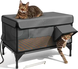 Indestructible Heated Cat House Large Capacity Thermal Insulated Waterproof Foldable Oxford Outdoor Cat Shelter
