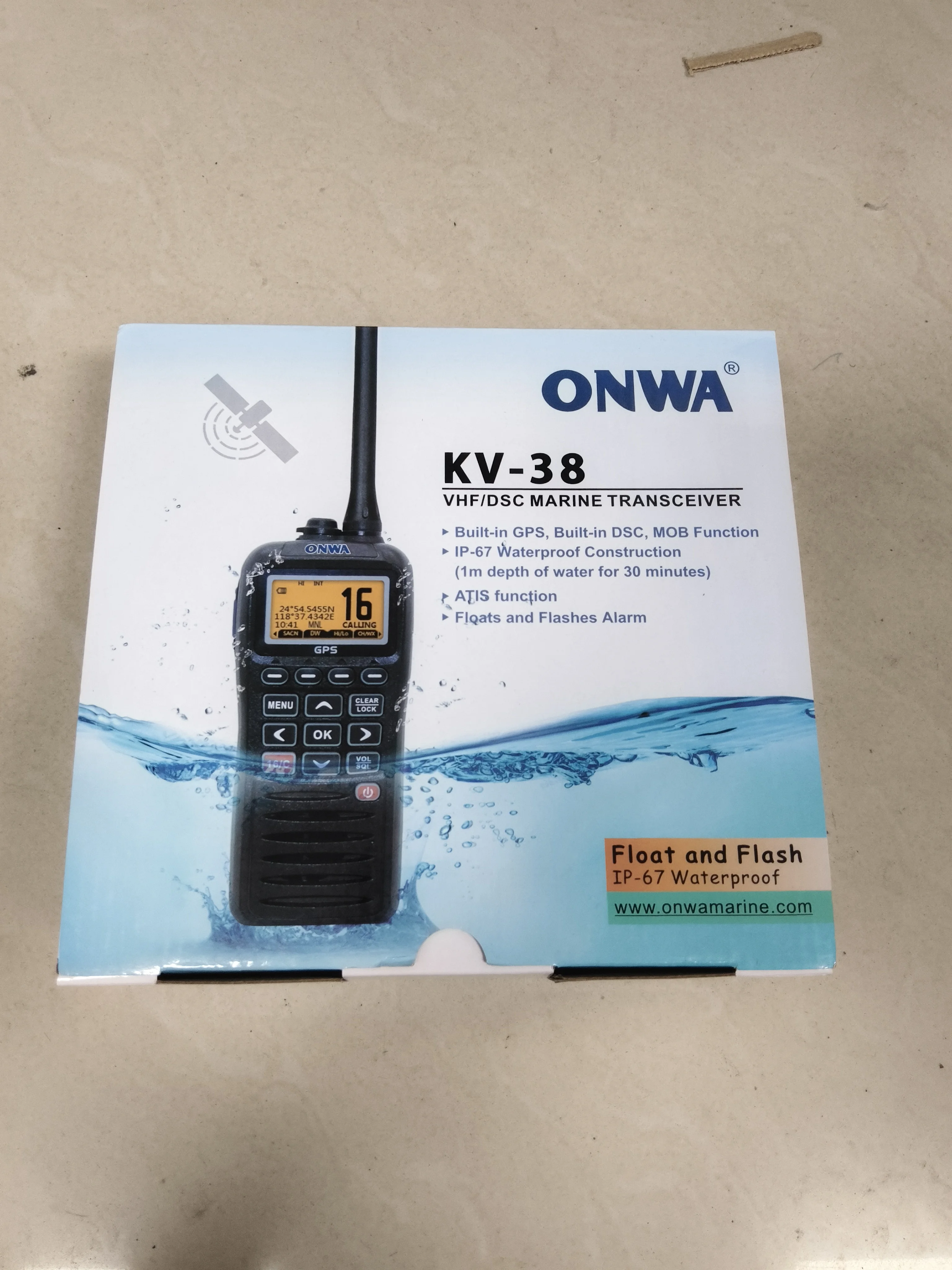 KV-38 Onwa Marine Handheld VHF DSC Radio Telephone /walkie Talkie/ VHF Transceiver (Built-in GPS, Built-in DSC, MOB Function) - view 2