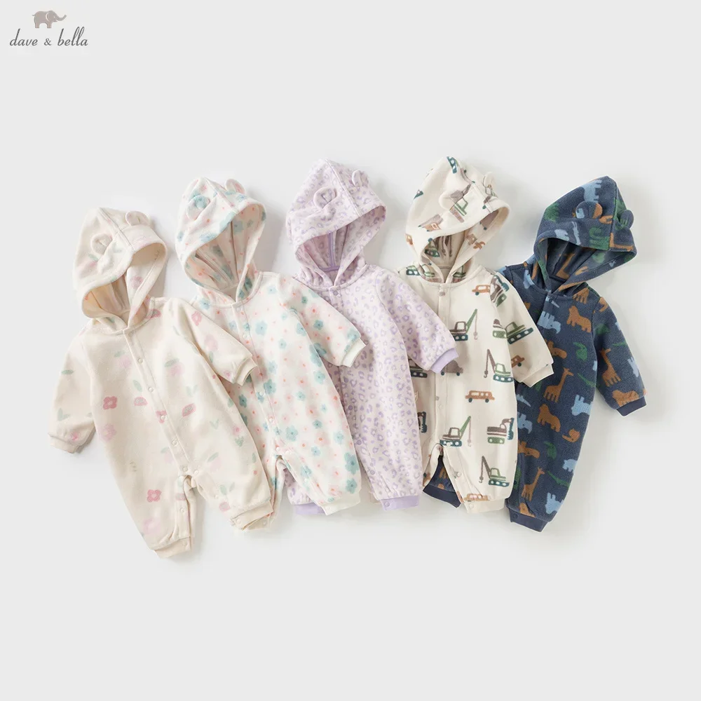 Dave Bella Baby Jumpsuit Autumn Boys Girl's Hoodie Romper Fleece Newborn Creeper Comfortable Print Antistatic DB3254153