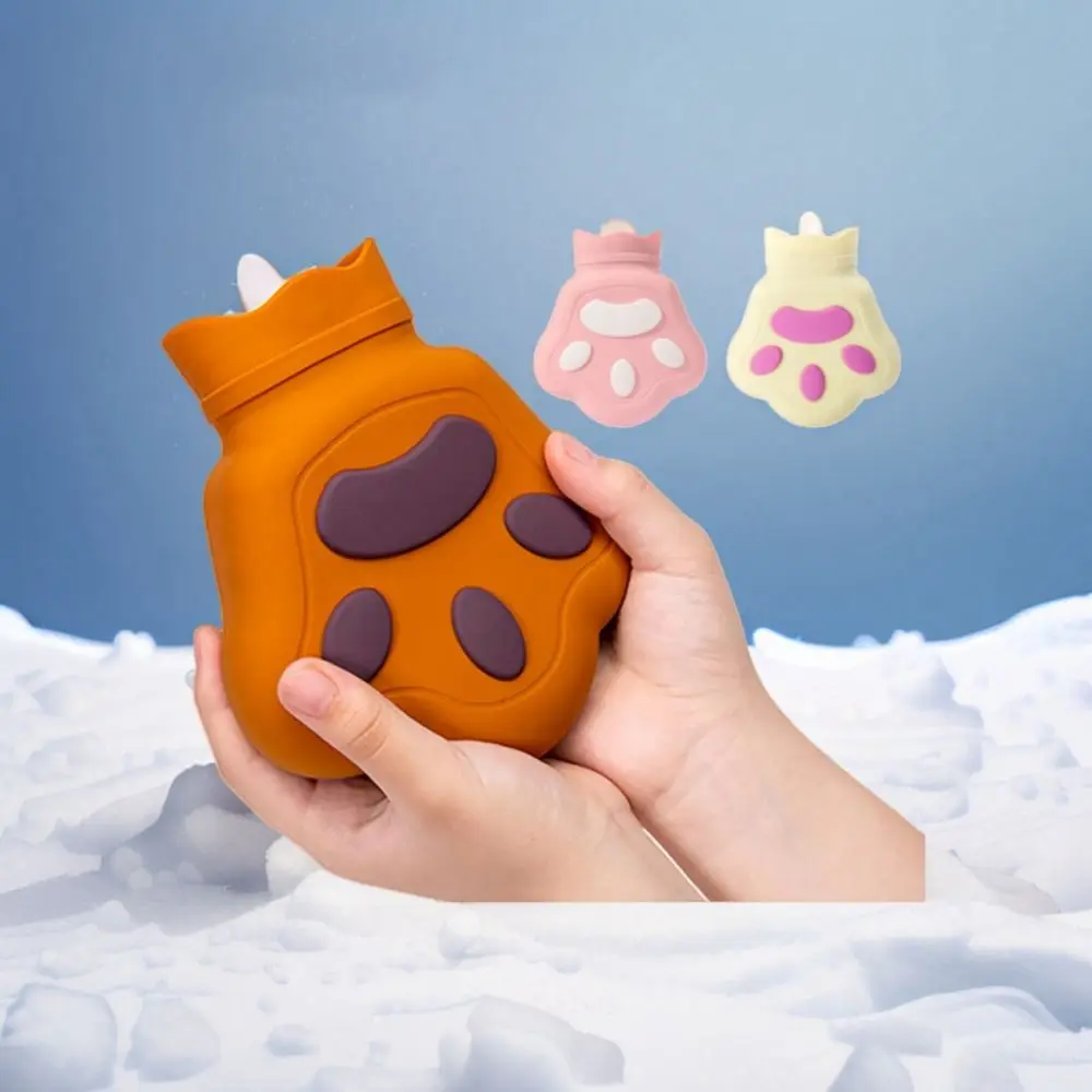 

Water Injection Bear Paw Hot Water Bag Knitted Cover Leakproof Portable Warm Bottle Hot & Cold Compress Silicone Seal