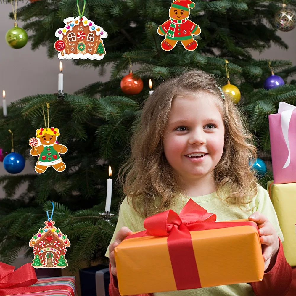 

Милые мультяшные рождественские открытки, наклейки, рождественские поделки, подарочные бирки, рождественский подвесной кулон, сувениры для вечеринки, сделай сам, рождественские украшения