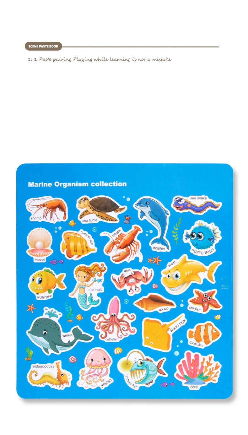 Wiederverwendbares Cartoon-Aufkleberbuch für Kinder, mehrere Scenos, DIY-Puzzlespiel, pädagogisches Lernen, klassisches Spielzeug für Kinder im Alter von 2–4 Jahren, Geschenke – Detail 6