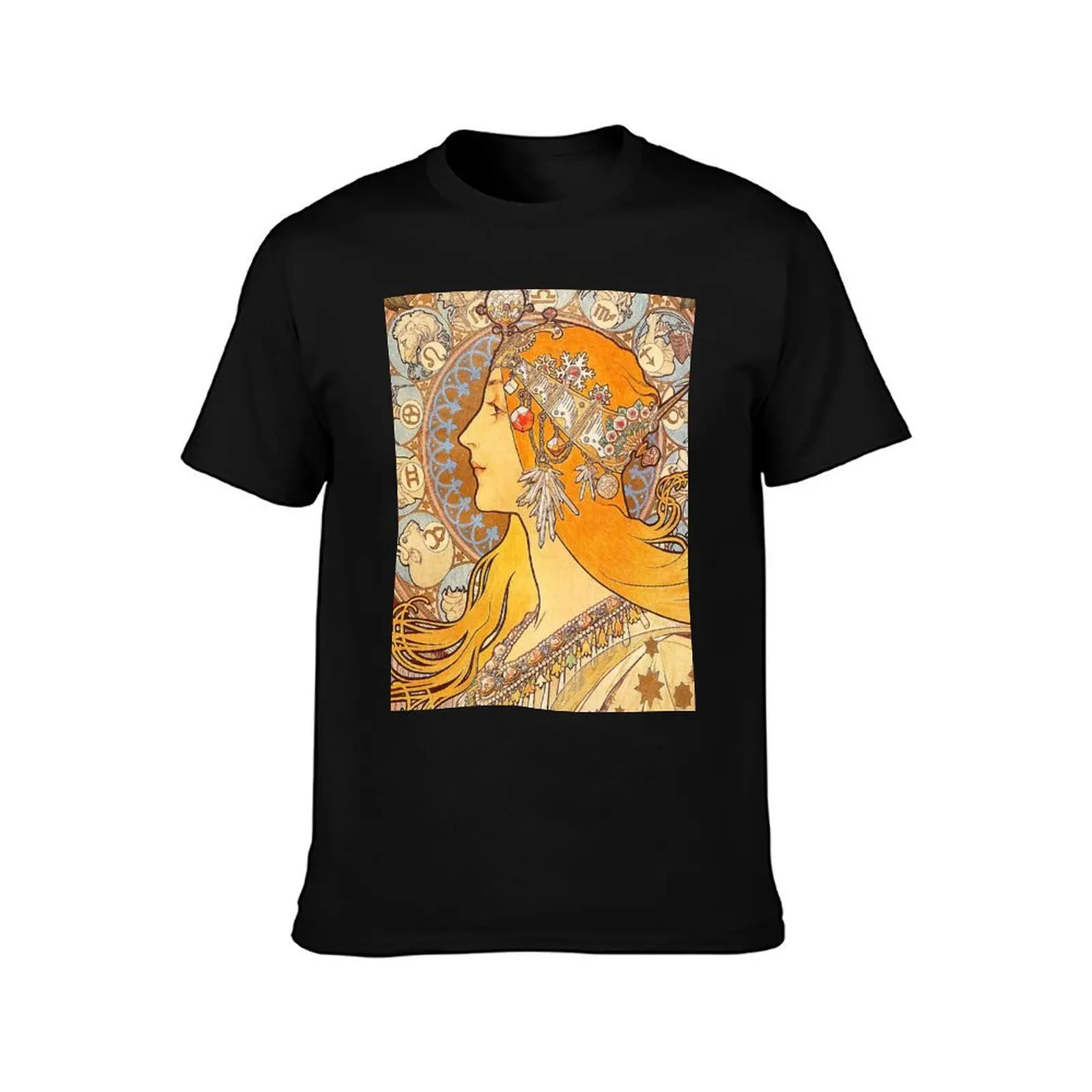 Zodiac (1896) by Alphonse Maria Mucha T-Shirt funny t shirts dark humor T-Shirt