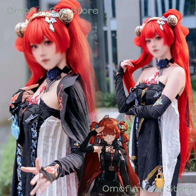 Wuwa Suoming Cosplay Costume Wuthering Waves Game Clothes Halloween Red Wig Women Clothes Set Game Carnival Events Suit