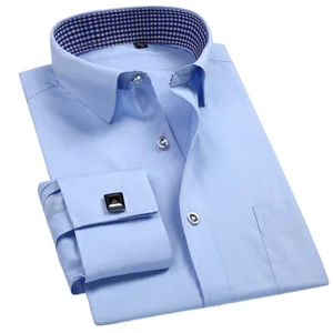 Klassisches Business -Shirt, Langarm, Französisch, normal, Manschettenknöpfe, weiße Hemden, 2024 10 Hauptverkäufe Babyhemd - №9