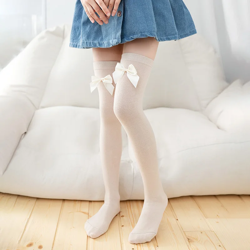 Kids Girls Soft Cotton Warmer Long Kawaii Socks Princess Baby Over The Knee High Socks Cute Bow Child Students Tide Stockings