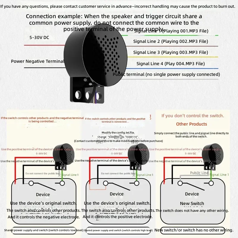 for 5-30V Multi-channel Voice Prompter MP3 Broadcaster Custom Speaker Parallel Port Combination Playback