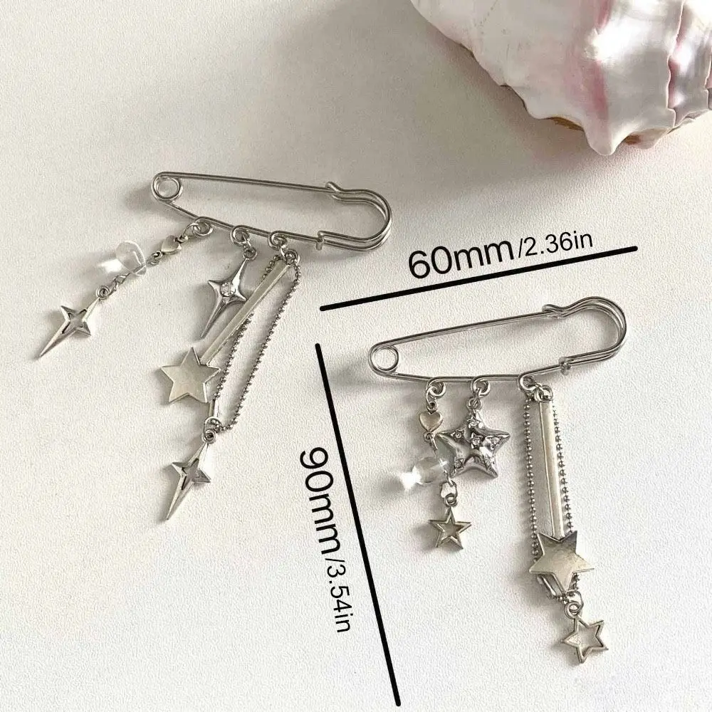 الجمالية Y2k القوطية ستار بروش كليب حقيبة سحر فريد المشبك مطرز حقيبة دبابيس الشنق دبوس الأمان مطرز بروش ظهره #6