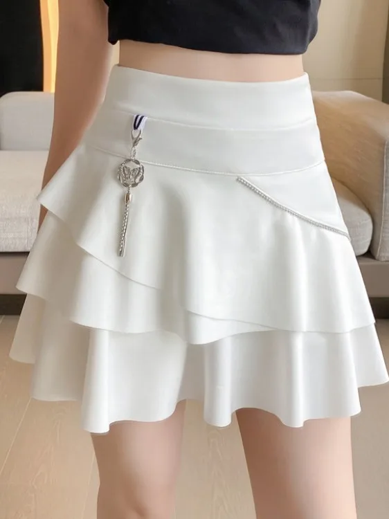 Korean Style High Waist A-Line Short Skirt with Diamond Embellishment And Lace Trim Women's Summer New Cake Skirt Slimming