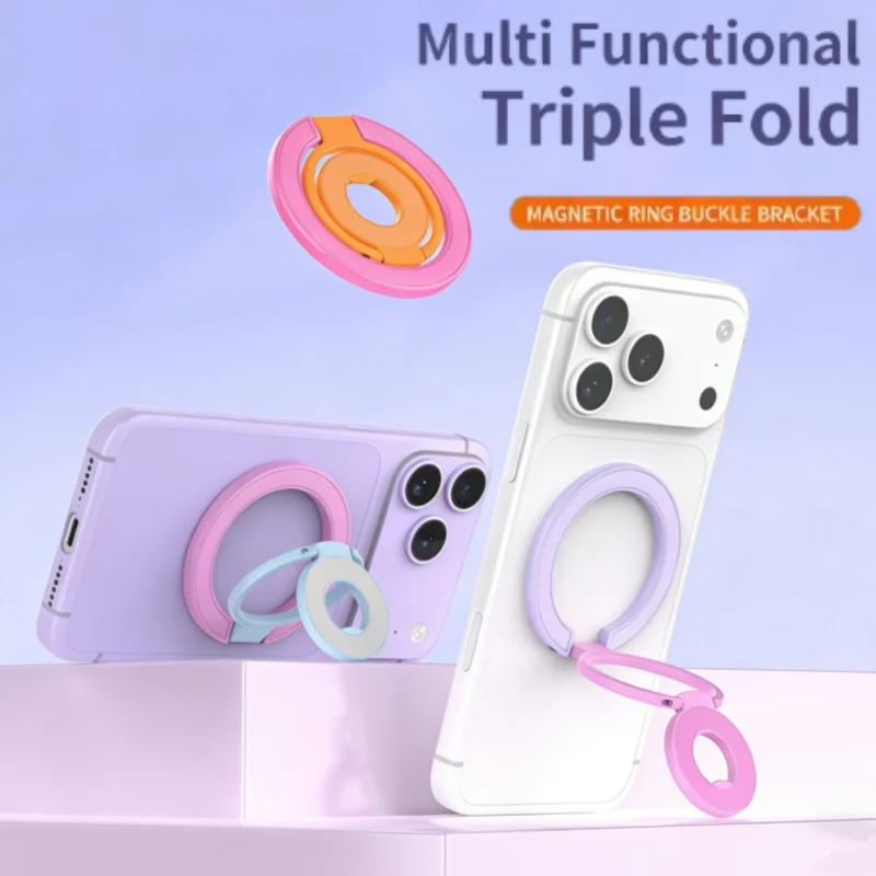 

Double Sided For MagSafe Phone Stand Magnetic Phone Ring Holder Kickstand Magnet Grip for iPhone 17 16-12 Android Gym Car Holder