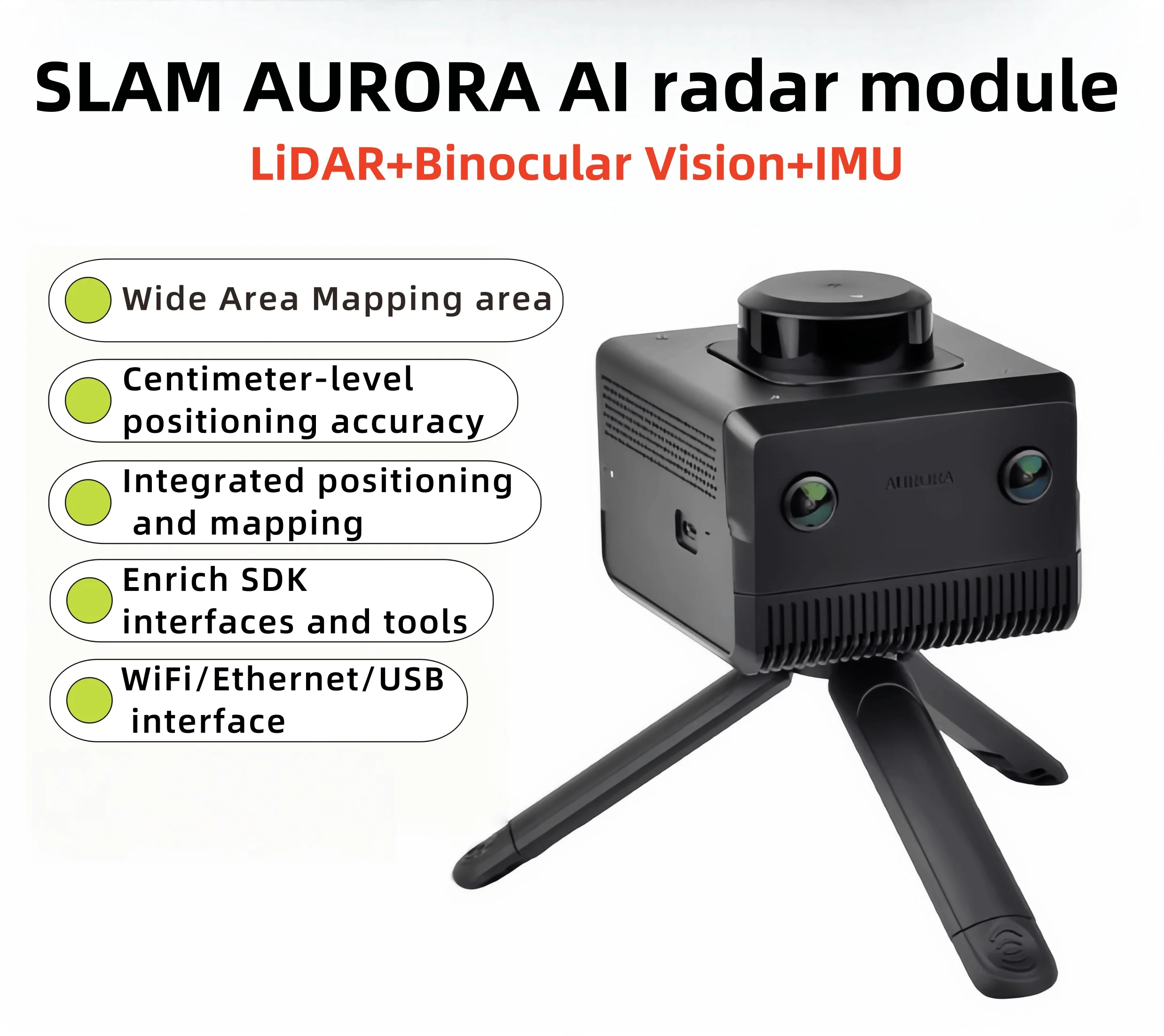 

SLAM AURORA AI LiDAR module Integrated positioning and mapping Can be embedded in robot ROS