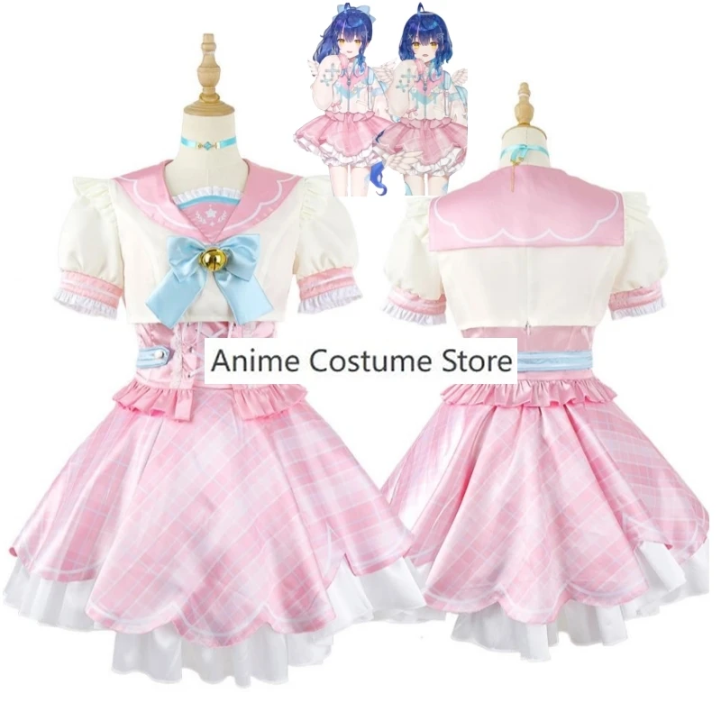 YouTuber VTuber NIJISANJI Amamiya Kokoro Cosplay Costume Wig Anime Sexy Woman Pink Uniform Halloween Stage Performance Suit