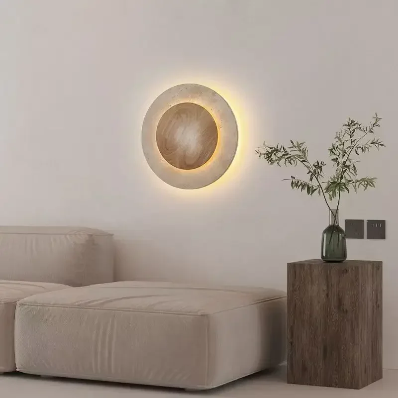 Natural Limestone Ring Light Wall Sconce Wall Lamp for Maison Room Living Room Bedroom Home Decoration Indoor Lighting Fixtures