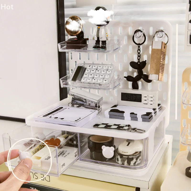 1 قطعة سطح المكتب مثقب مجلس صندوق تخزين القرطاسية فرز الرف مكتب مكتب مستحضرات التجميل تخزين الرف حامل قلم #4