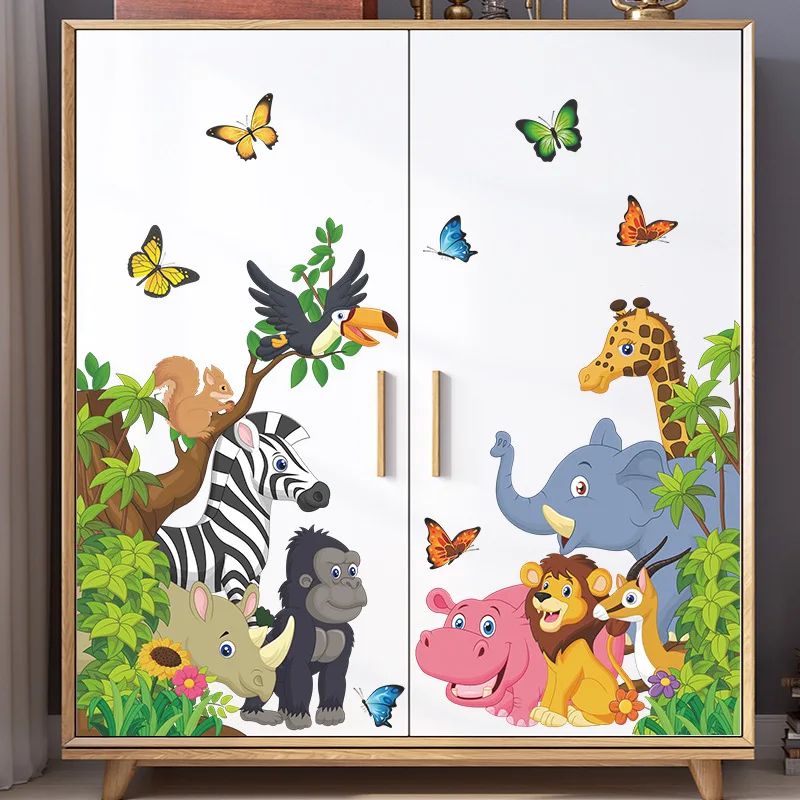 Modern simple cartoon forest small animal party children's room kindergarten home wardrobe wall decoration wall stickers