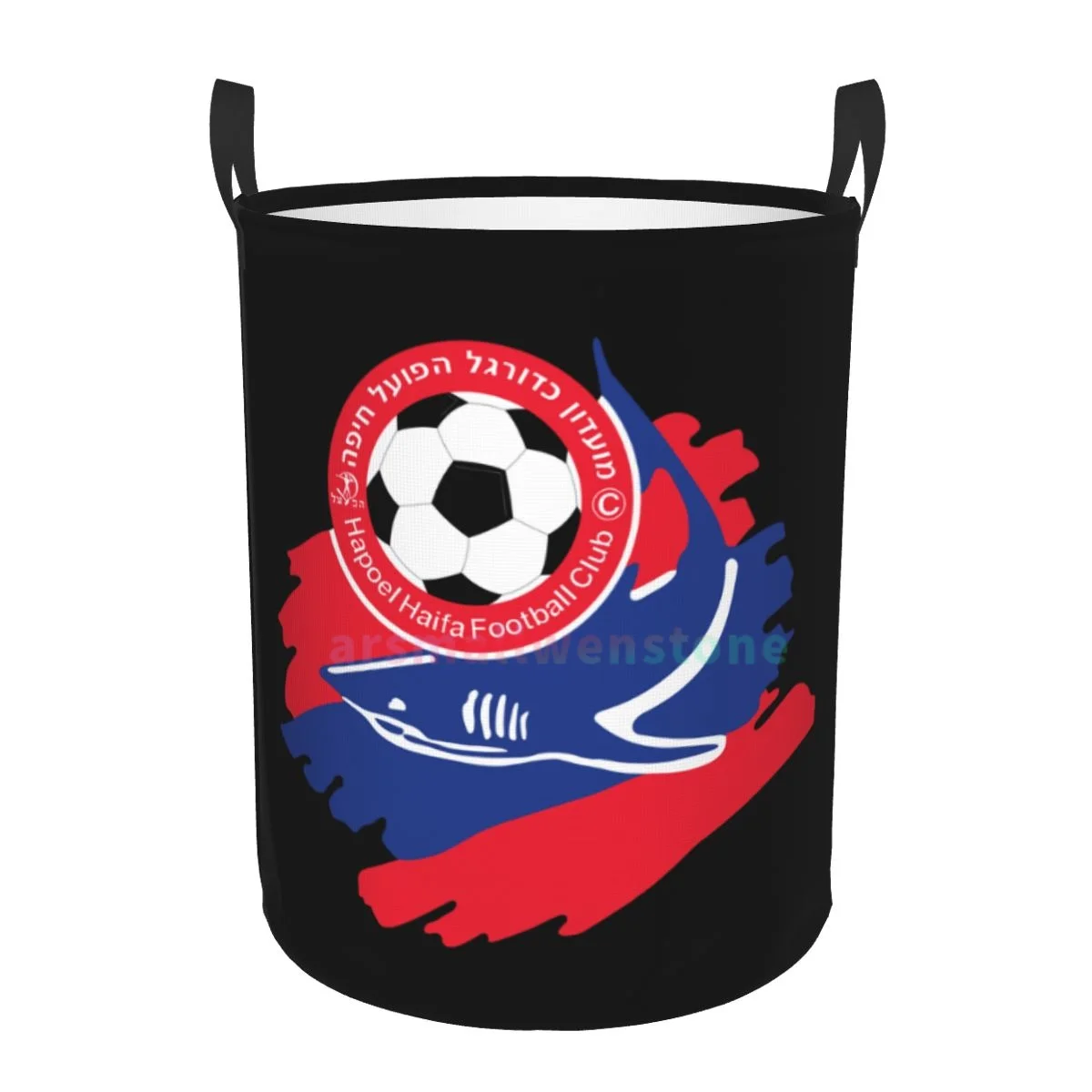 Hapoel Haifa FC Printed Round Laundry Hamper Storage Basket Toys Clothes Organizer Bin for Home Bathroom Bedroom Dorm Nursery