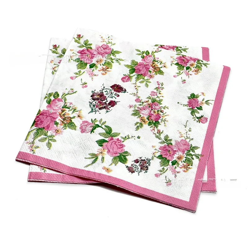 Floral Printed Handkerchiefs Party Event Napkins Mother & Baby Food Grade Printed Colourful Fragrance Free Facial Tissues 20pcs