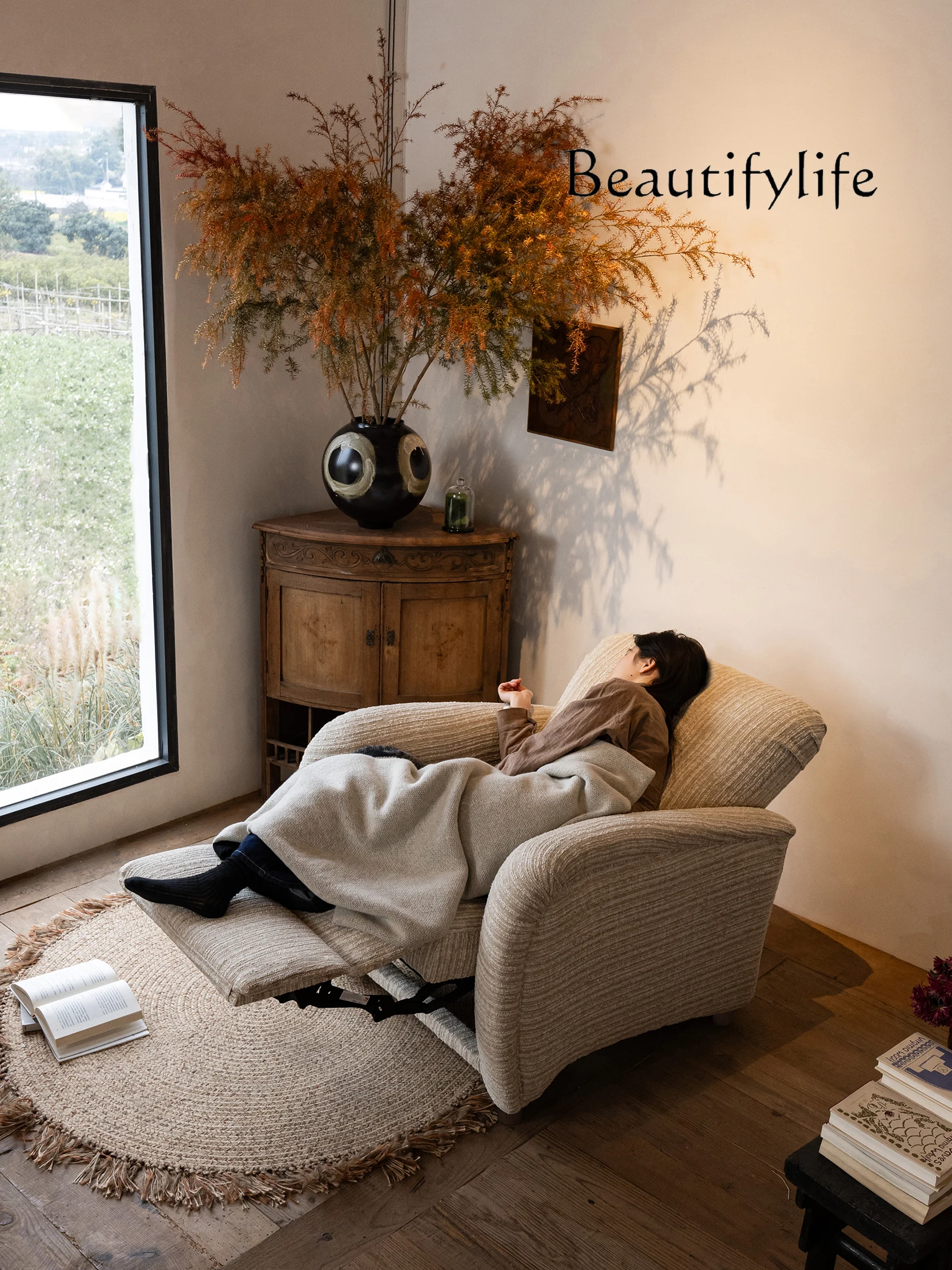 

Electric function single sofa fabric leisure single chair zero against the wall can lie down can sleep lazy sofa