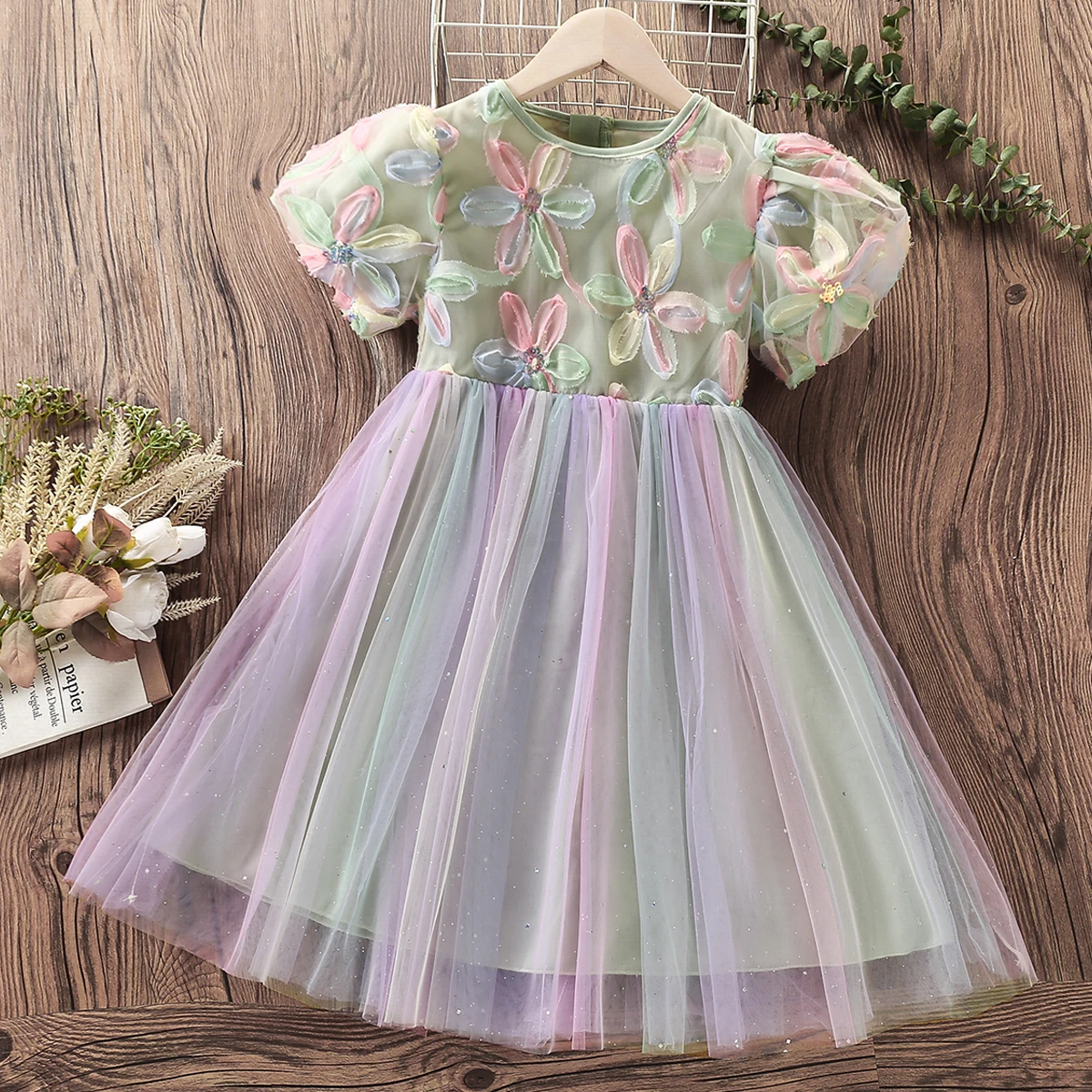 New Summer Kids Princess Prom Dresses for Girls Floral Tutu Dress Teenagers Clothes Wedding Party Vestidos 2 4 5 6 7 8 10 Years