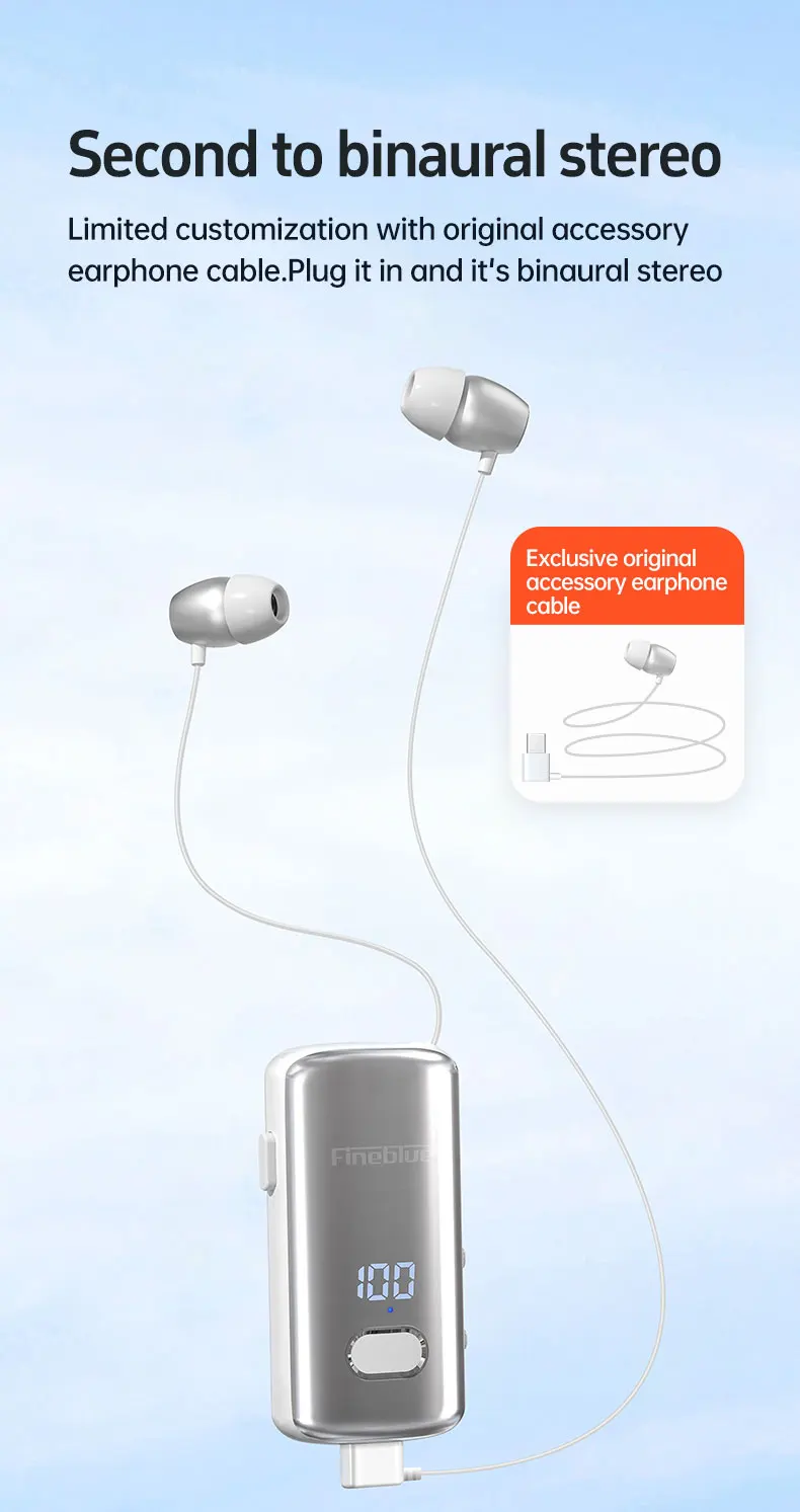 Fineblue F580 Pro Wireless Headset Lotos Lotus Lavalier Bluetooth Headphone with Mic Power Display Noise Cacelling Auriculares