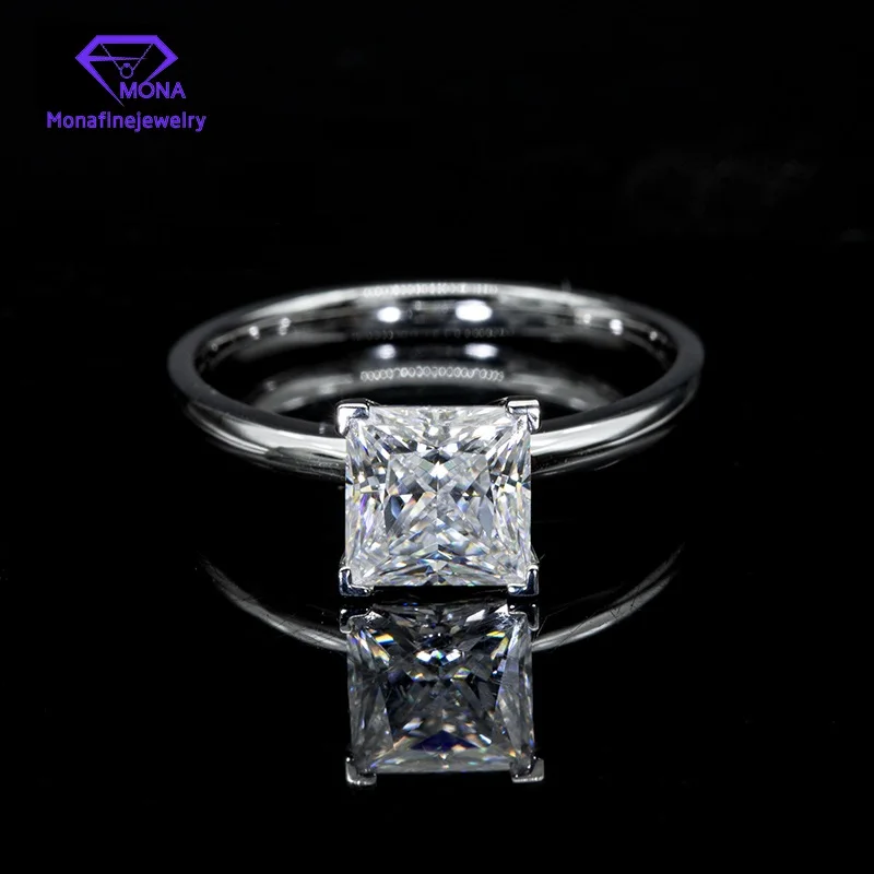 High Quality 4 Prongs 18K White Gold Asscher Cut 6mm Moissanite Diamond For Women Jewelry