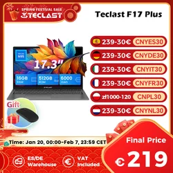 Teclast F17Plus 17.3 inch Laptop Intel N95 16GB RAM 512GB SSD Windows 11 Notebook 180° Flip Computer Backlit Keyboard mini-HDMI