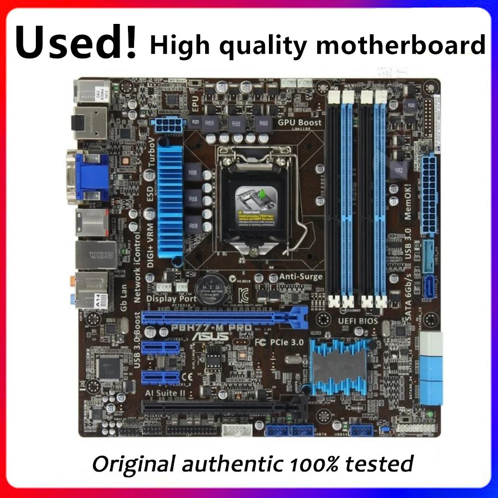 

For ASUS P8H77-M PRO Computer Motherboard LGA 1155 DDR3 For Intel H77 P8H77 Desktop Mainboard SATA II PCI-E X16 Used