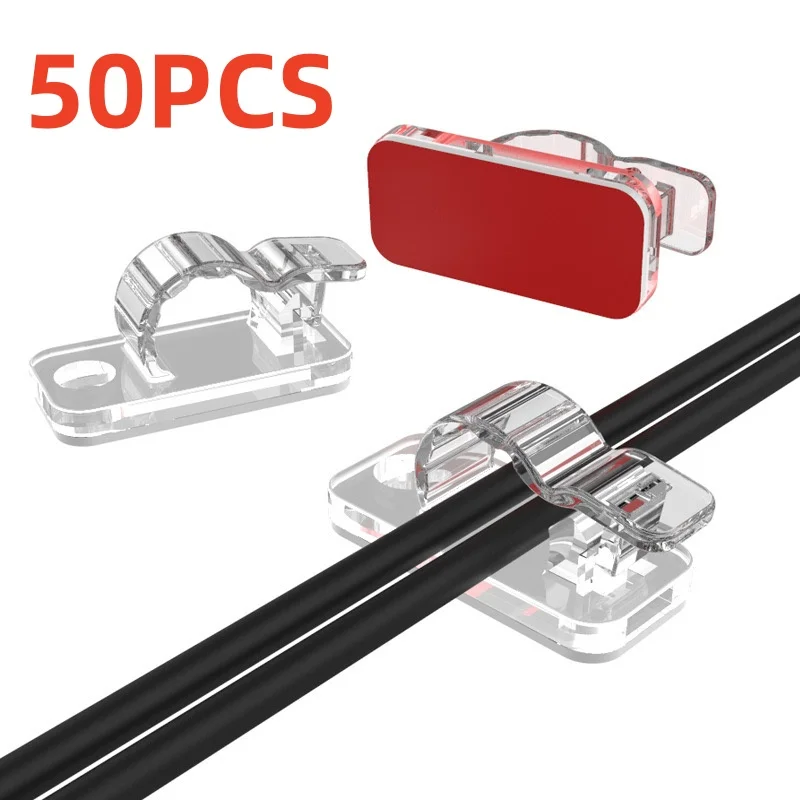 10/50PCS Cable Organizer Clips Cable Management Wire Manager Cord Holder USB Charging Data Line Bobbin Winder Wall Mounted Hook