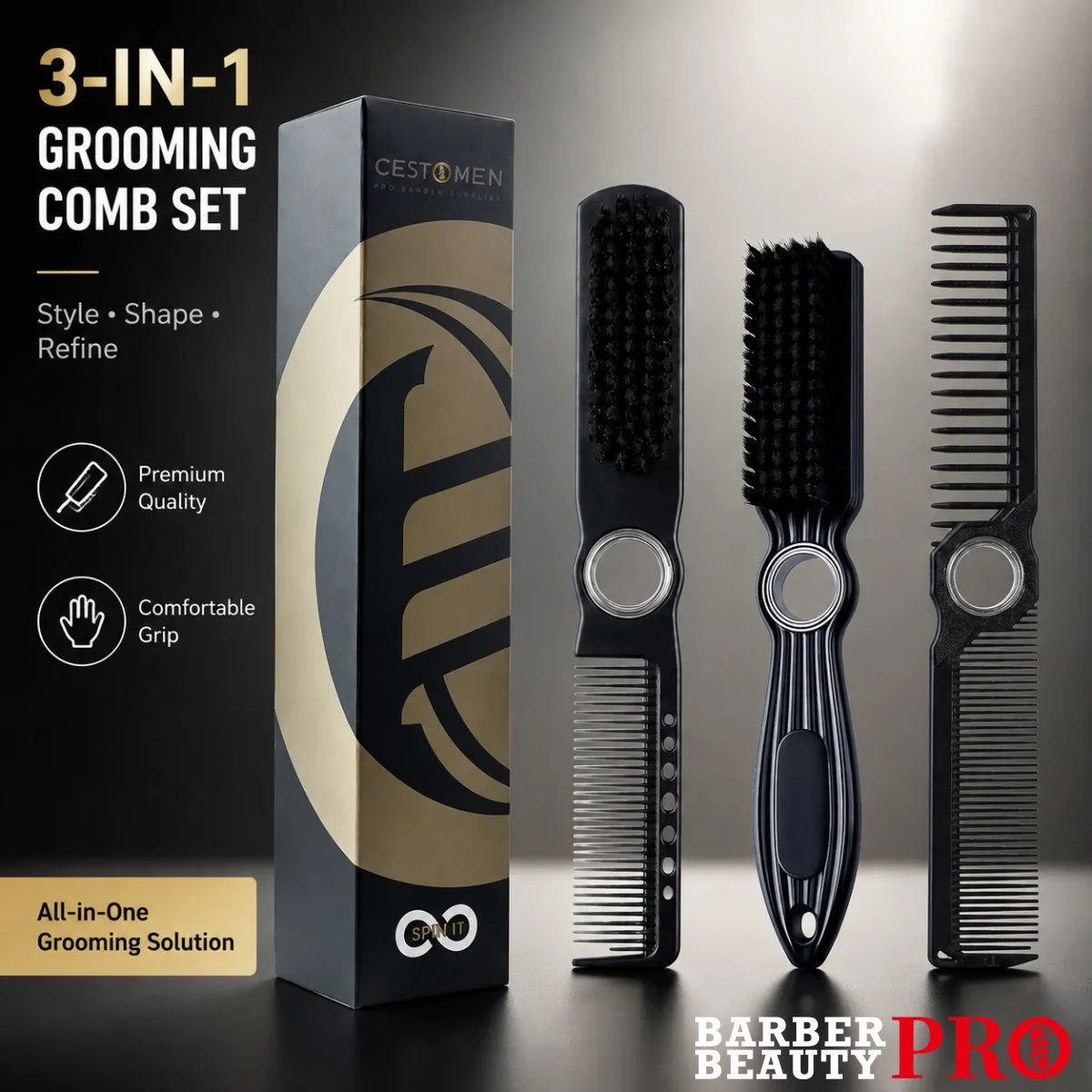 1/2/3Pcs Barber Brush Comb Set 360° Rotating Fade Brush Hair Cleaning Comb Salon Hair Styling Tools for Barbershop Home Use