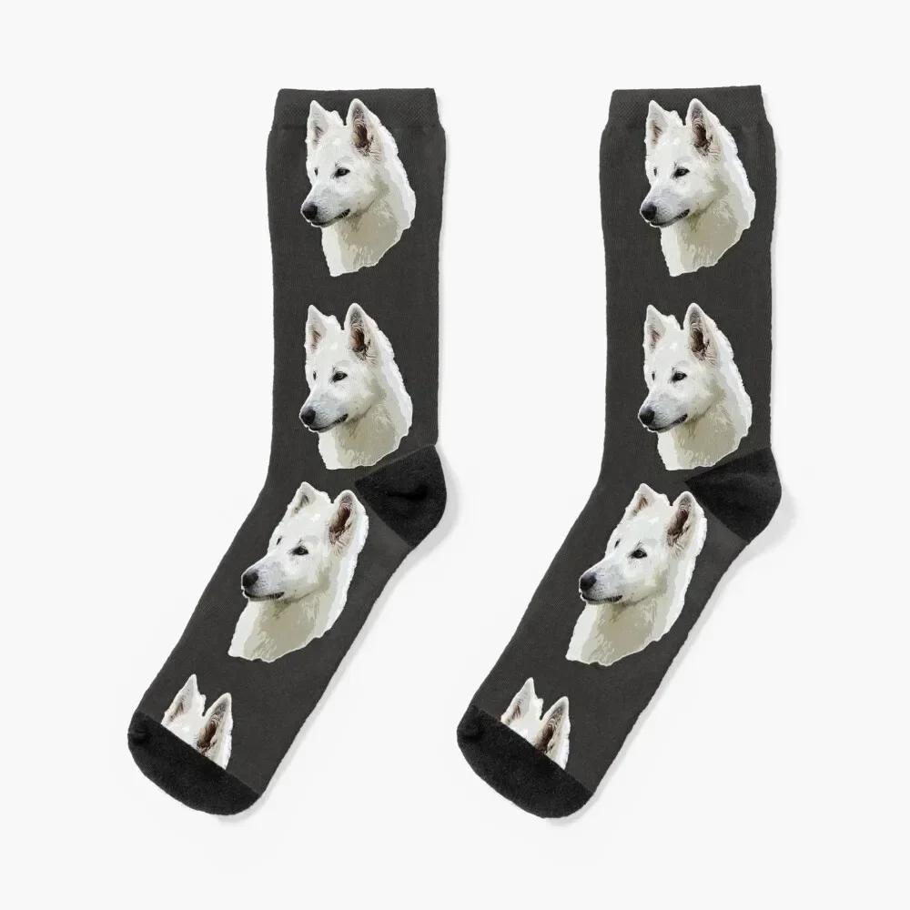 

White Swiss Shepherd Stunning White Dog Socks sheer heated sports stockings Men Socks Luxury Brand Women's