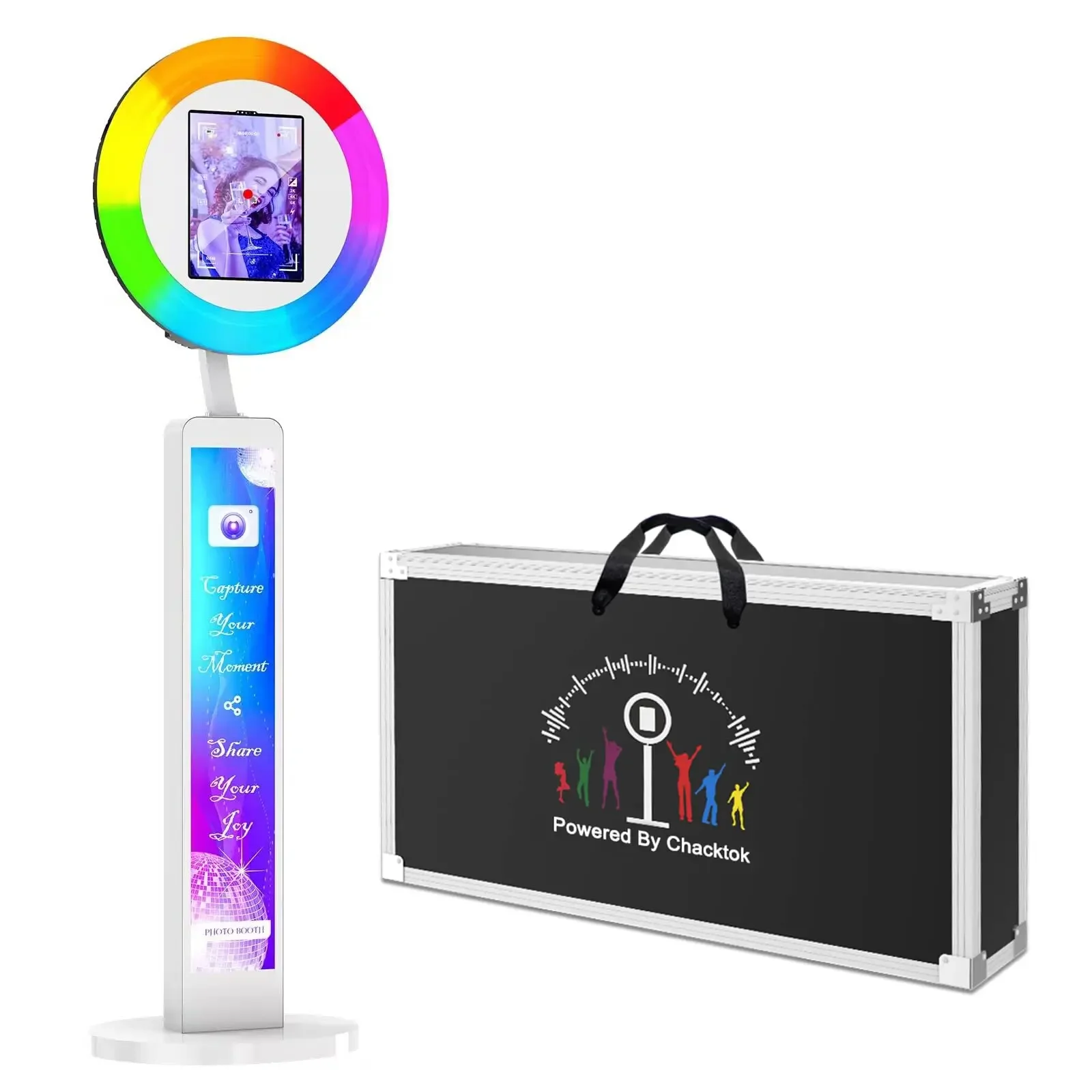 

RGB Light Photo Booth for iPad Compatible with 12.9in 10.9in 10.2in Portable Photo Booth Stand Software APP Control for Party