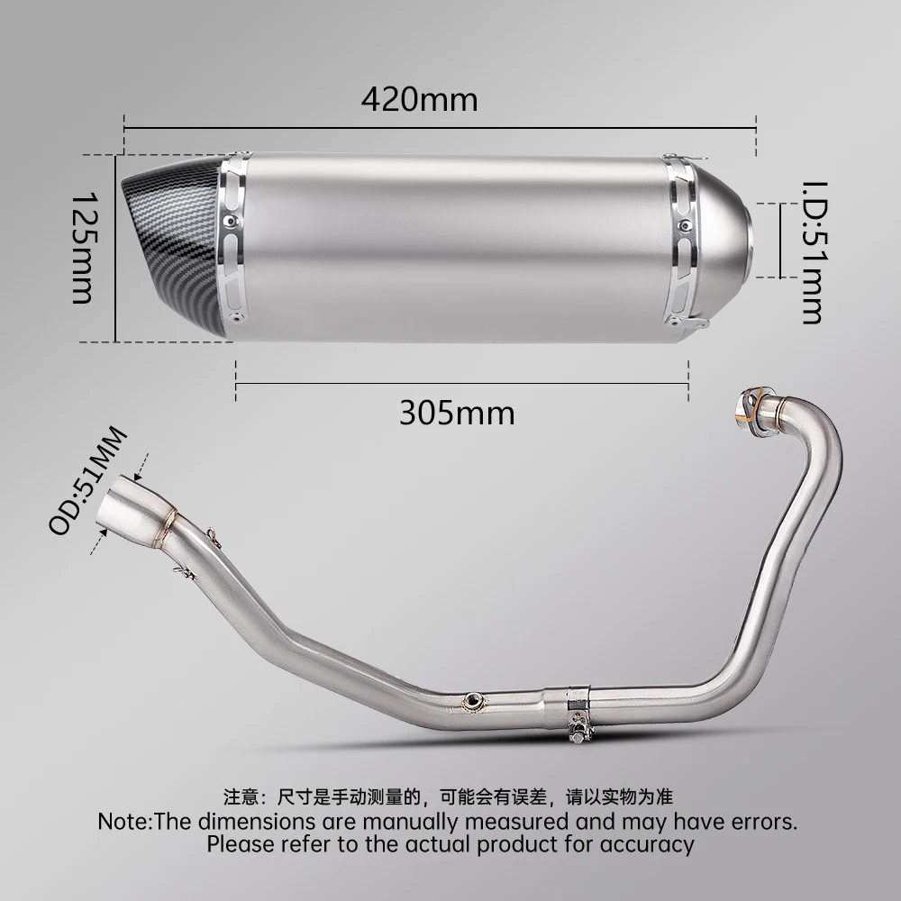 51MM Motorcycle Exhaust Muffler Escape Motorbike Front Tube Middle Link Pipe ForGIXXER 250 GIXXER250