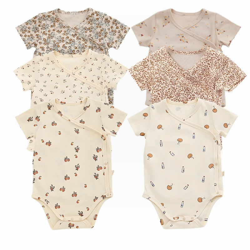 

Cute Fruit Print Casual Romper Infant Summer Clothes Baby Floral Bodysuit Retro Newborn Short Sleeve Jumpsuit