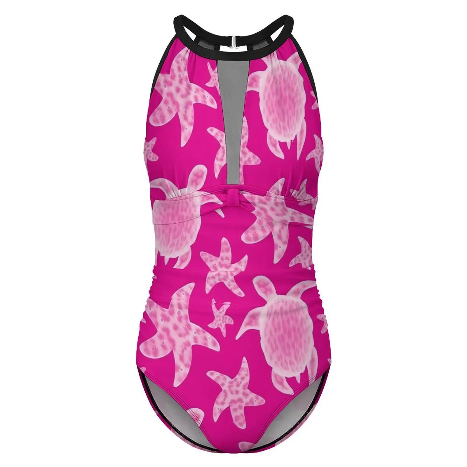 Pink Turtles Swimsuit Cute Starfish One Piece Swimwear Push Up Stylish Bathing Suits Sexy Holiday Swim Design Bodysuit image 3