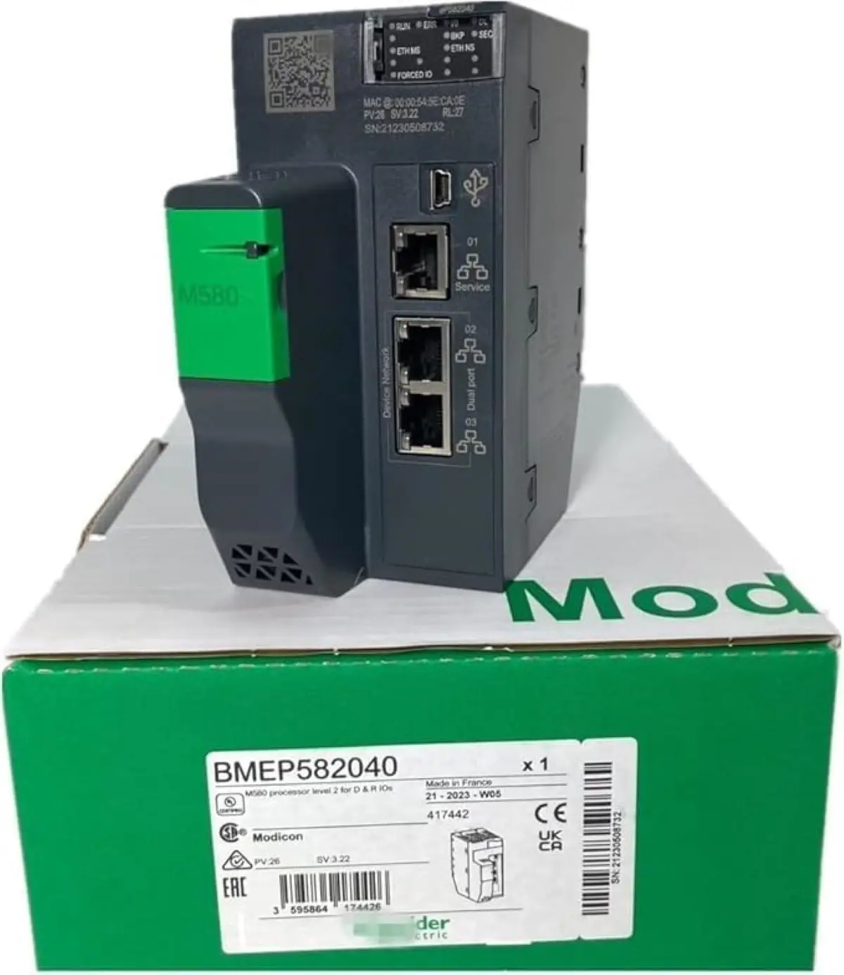 

Standalone processor, Modicon M580, 8MB, 61 Ethernet devices, 8 remote IO racks of X80 BMEP582040