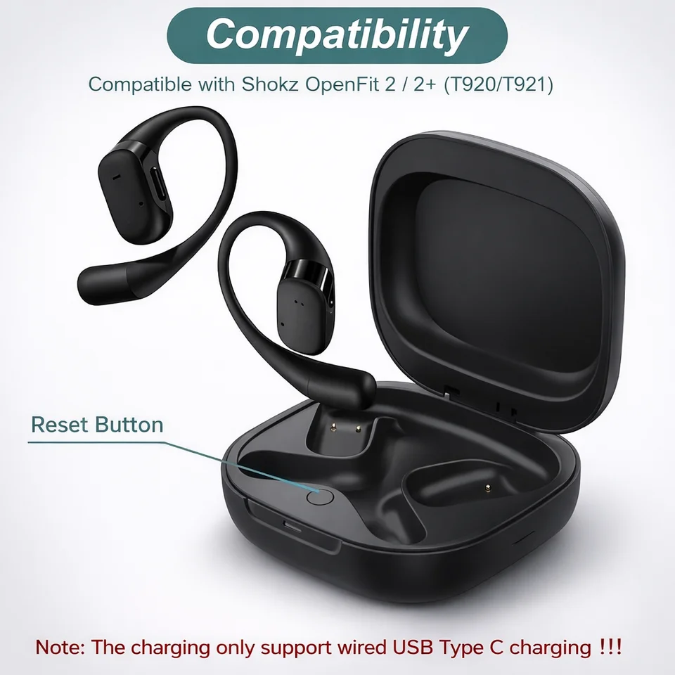 Replacement Charging Case For SHOKZ OpenFit 2 / 2+ T920 / T921