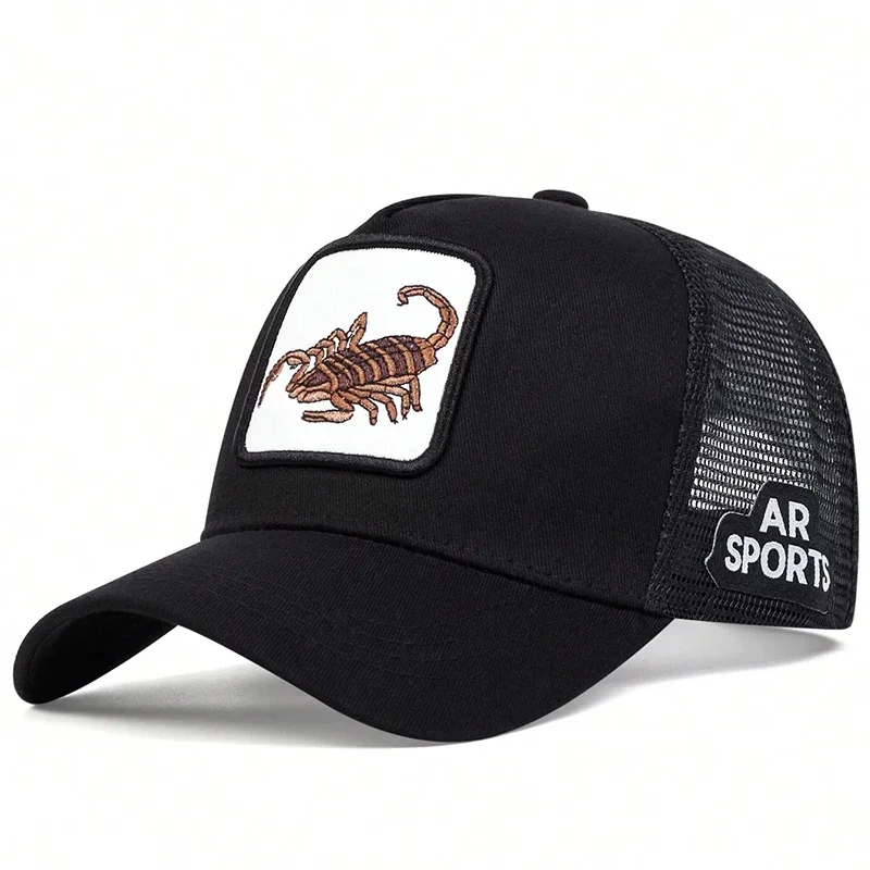 Unisex Scorpion Embroidery Baseball Net Caps Outdoor Adjustable Spring and Summer Casual Sunscreen Hat