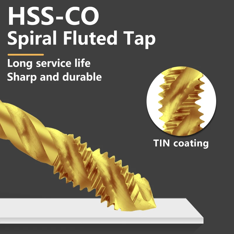 

VOKET 1PCS HSS-CO DIN 371 376 Standard Forming Roll Pointed Spiral Fluted Tap M2 M3 M4 M5 M6 M8 M10 M12 Machine Thread Taps